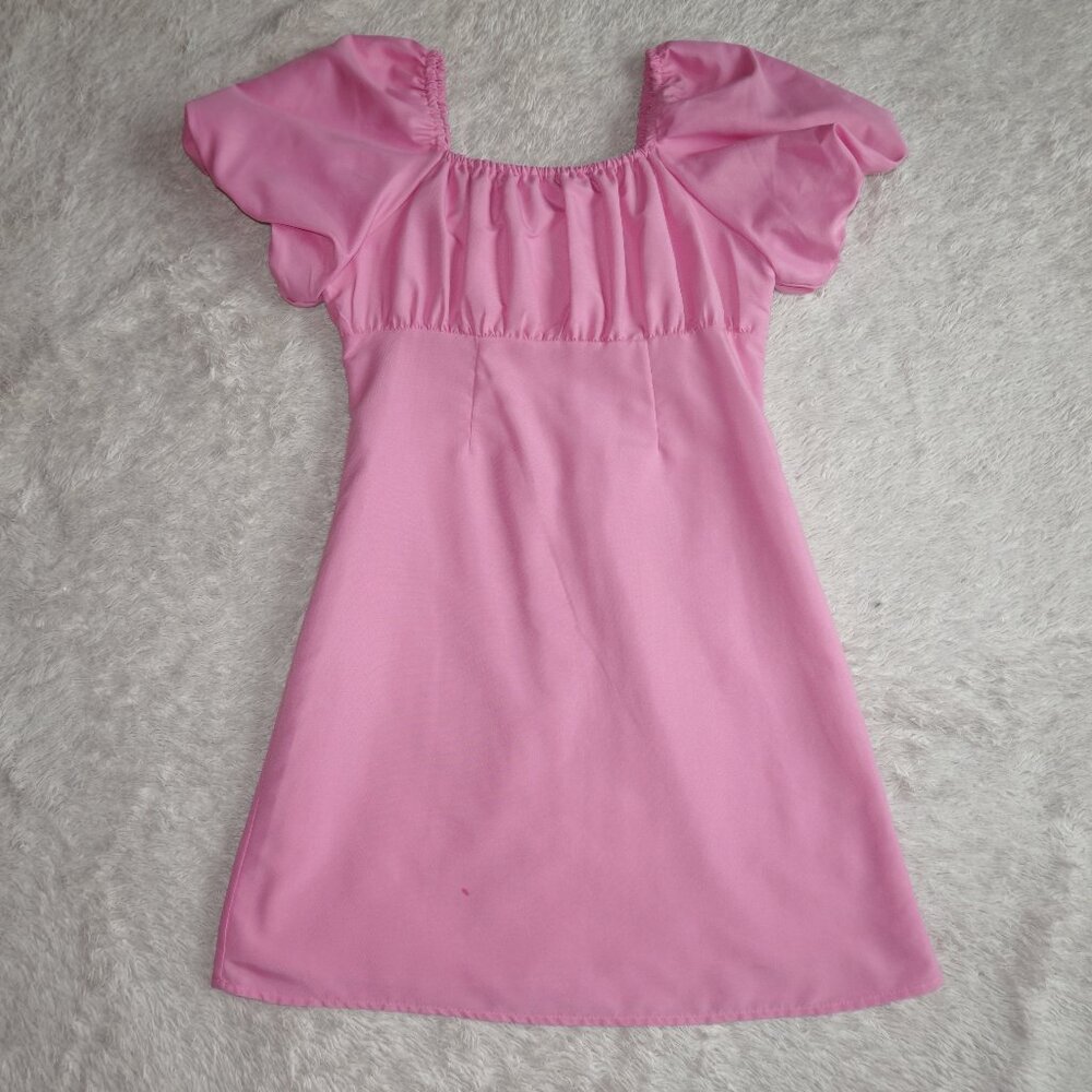 Girls Size 14 GB Girls Pink Puff-Sleeve Empire Waist Dress, Like New - Picture 6 of 10
